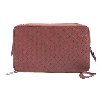 Bottega Veneta Leather Clutch Women's Red Brown