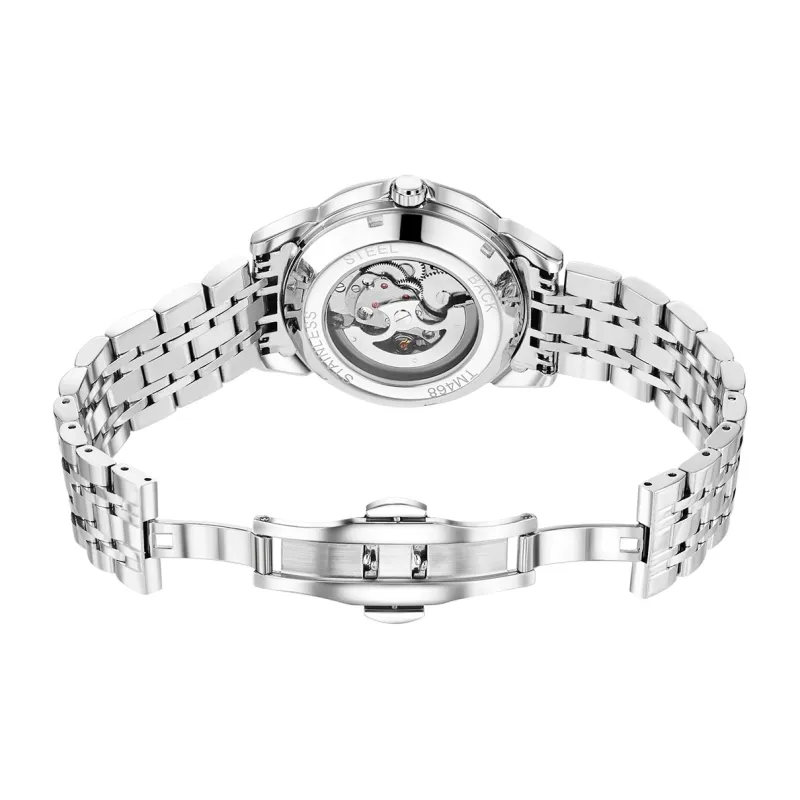 Corriberty Mechanical Movement Stainless Steel Strap Watch Men's Watches White Dial-2
