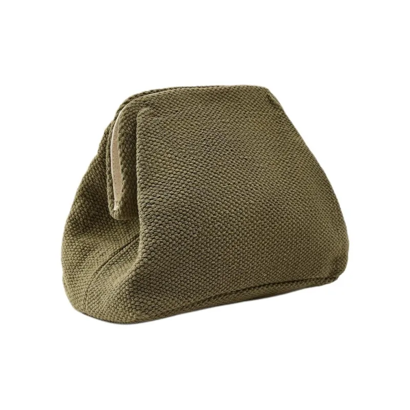 ZARA Cotton Clutch Women's Khaki Green-2