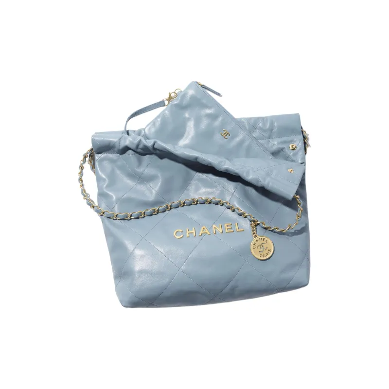 CHANEL Calfskin Crossbody Bag, Shoulder Bag Small Size Women's Blue-3