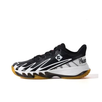 KUMPOO Cushioning Support Balance Low Top Badminton Shoes Unisex Black