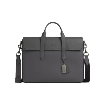 COACH Sullivan Litchi Grain Leather One Shoulder Handbags Large Size Men's Charcoal Gray