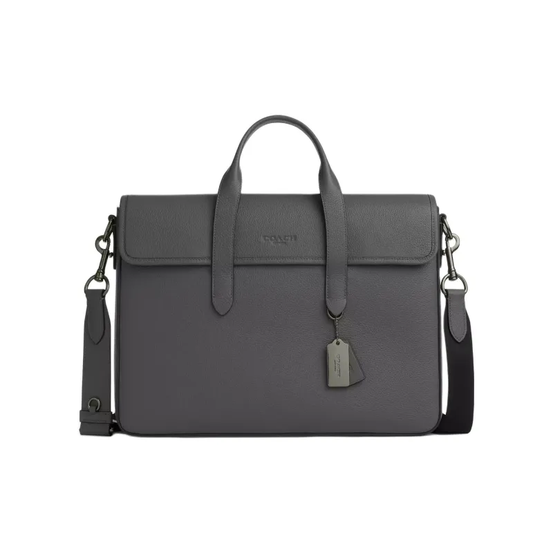 COACH Sullivan Litchi Grain Leather One Shoulder Handbag Tubas Men's Charcoal Gray-0