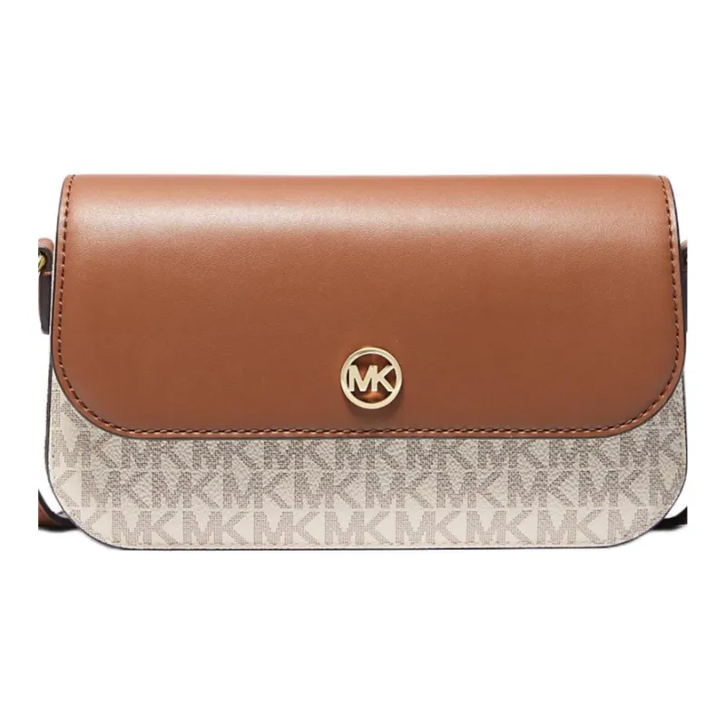 MICHAEL KORS Jet Set Travel Coated Canvas Crossbody Bag, Shoulder Bag Trumpets Women's Brown & Vanilla White-4