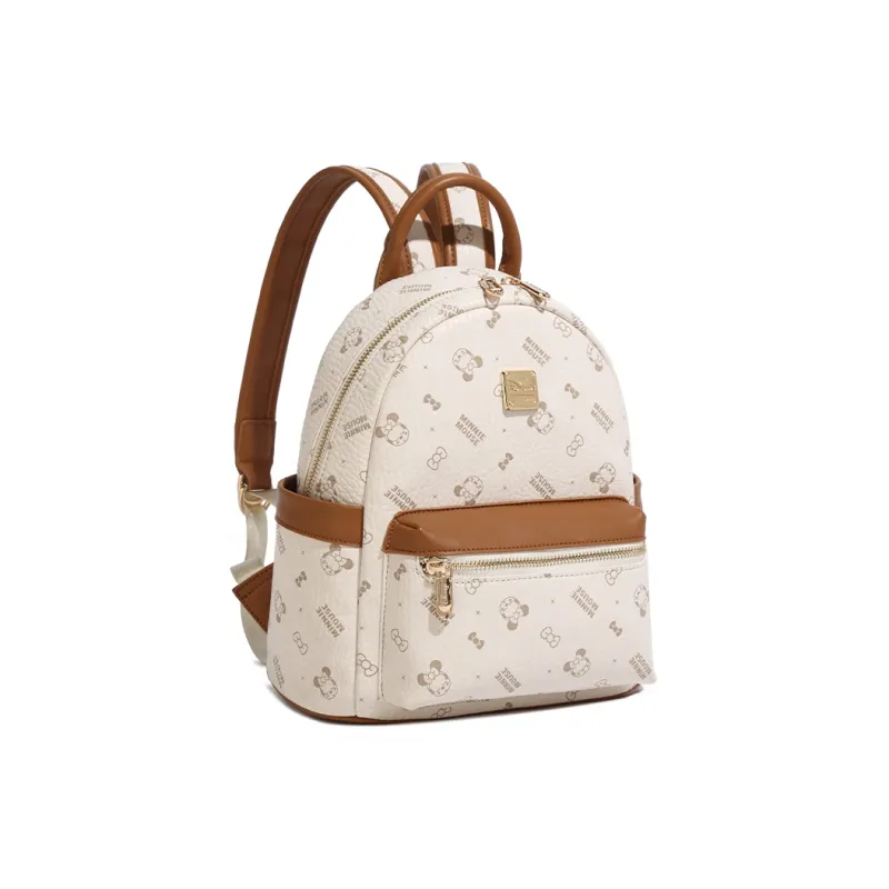 Disney Minnie Series PVC Polyvinyl Chloride University Student Small Backpack Women's Pink/Ecru-8