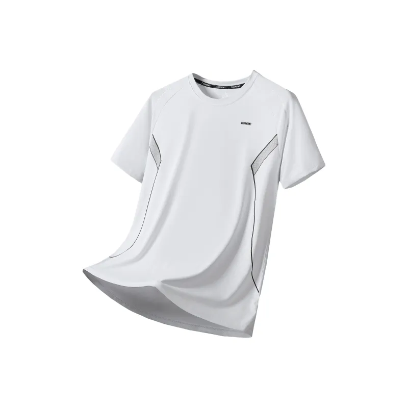 BAGE Versatile Solid Color Ice Silk Short Sleeved T Shirts Unisex-8
