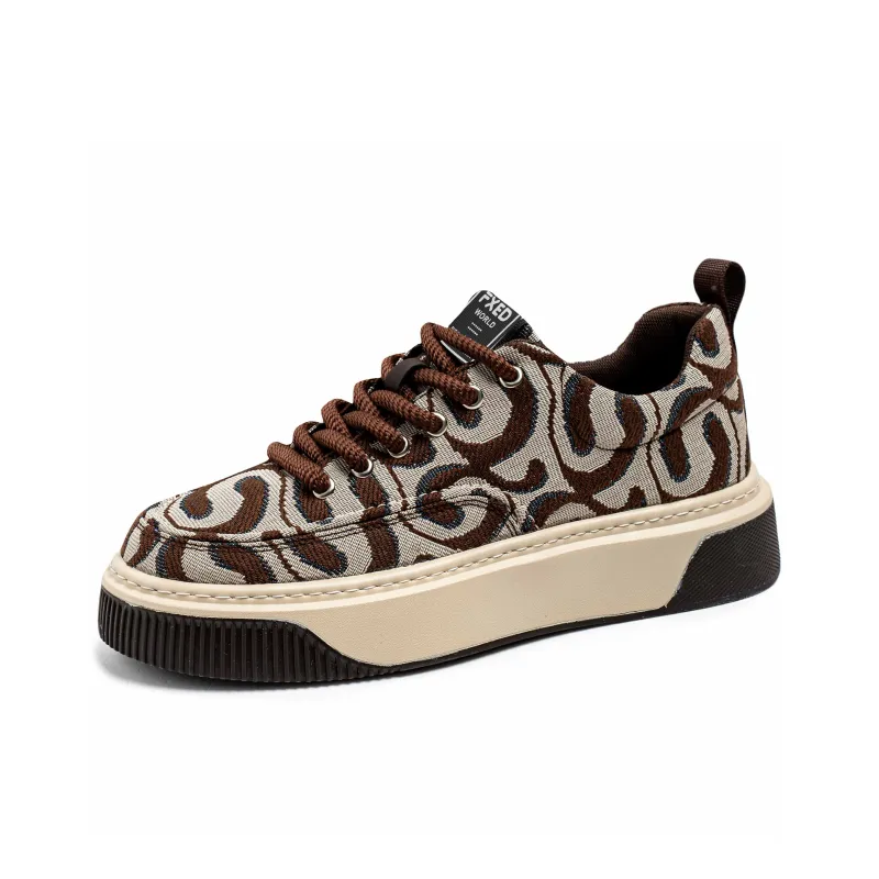 DM Canvas Shoes Men Low Top Beige Black/Beige Khaki/Beige Red-4