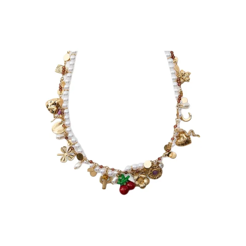 ZARA Zinc Acrylic Plastic Glass Iron Brass Resin Necklaces Women's Gold-2