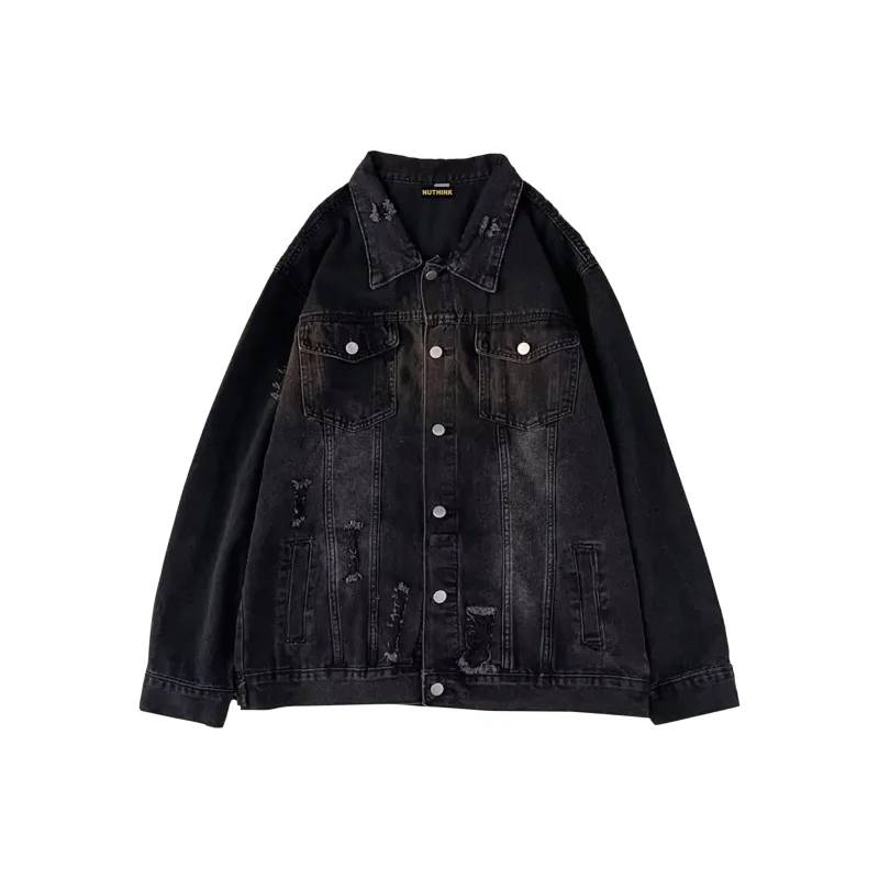 Nuthink Denim Jacket Unisex Black-0