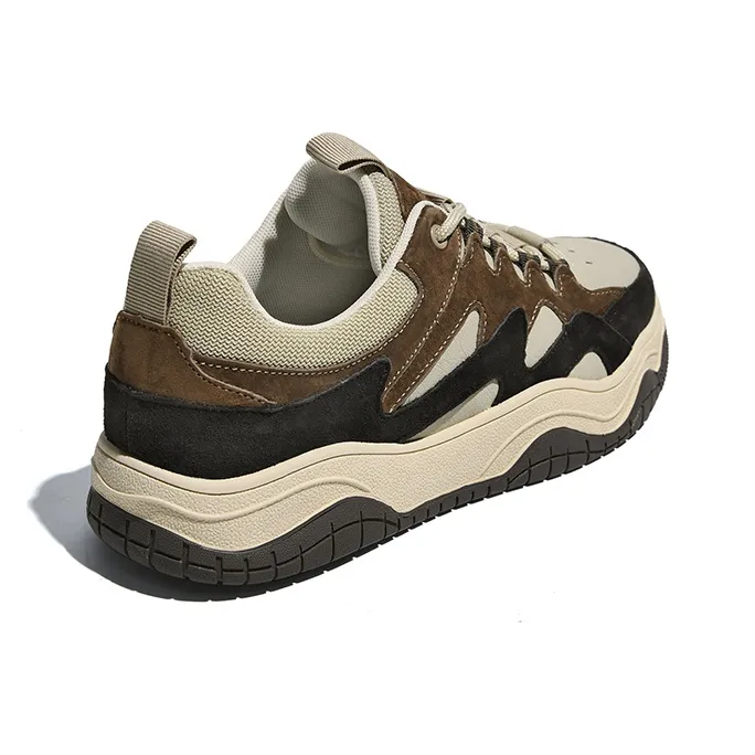 JEEP SPIRIT Height Increasing Wear Resistant Water Resistant Slip Resistant Low Top Skateboard Shoes Men's Light Sandy-3