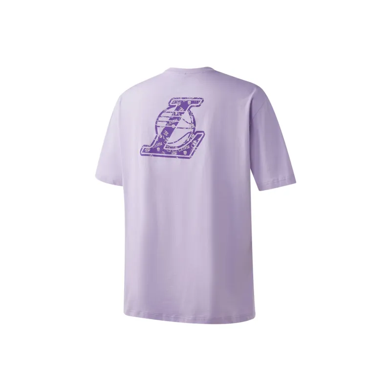 NBA Drop Shoulder Sleeve T-Shirt Unisex Light Purple-0