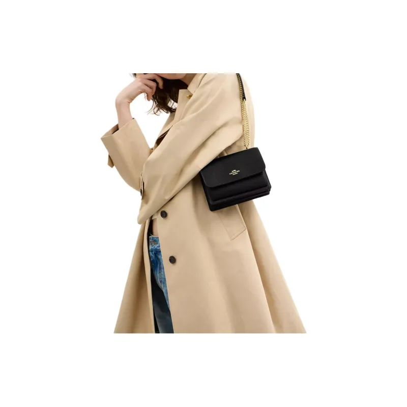 COACH Leather Shoulder Bag Mini Women's Black-5