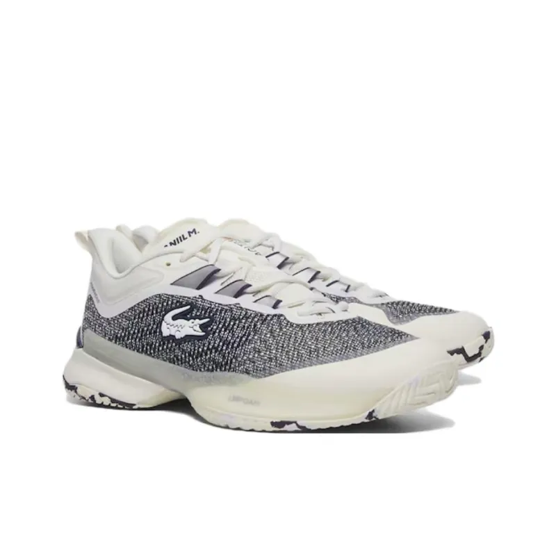 LACOSTE Abrasion Resistant Low Top Tennis Shoes Men's Ecru-3