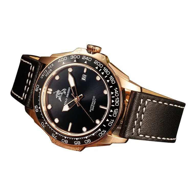 POLOMEISDO Wrist Watch Automatic Mechanical Movement Cowhide Strap 41mm Black Dial Men's Watches Redwood Box-2