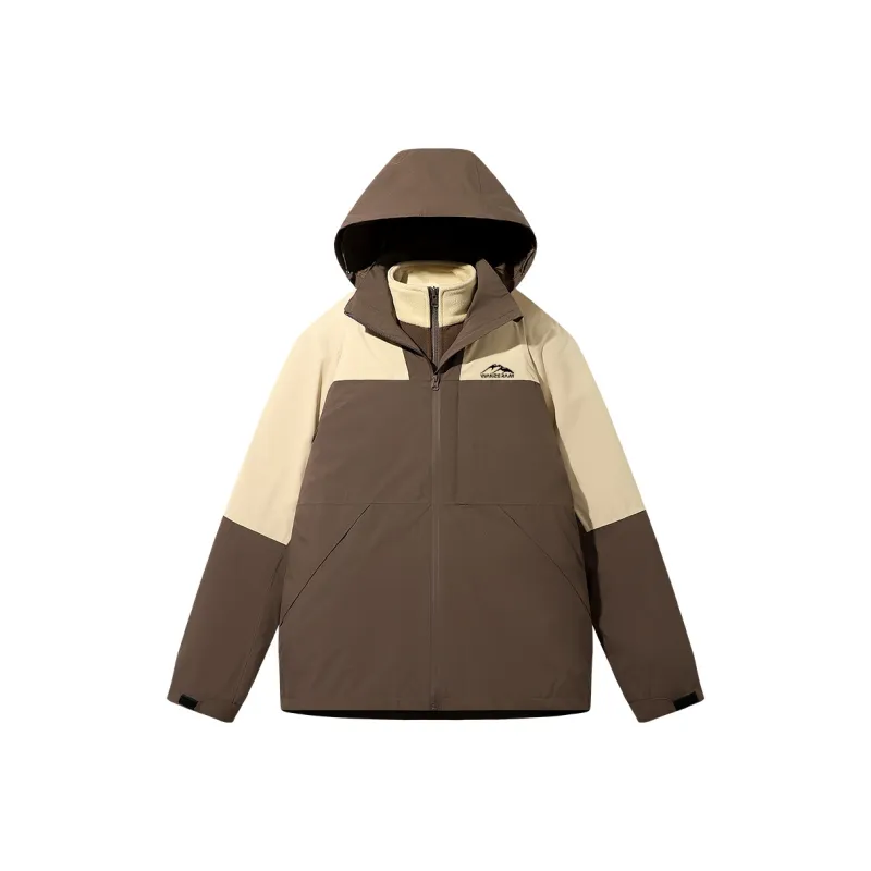 WANZERAM Water Resistant Windproof Wear Resistant Warm Windbreaker Jacket Unisex French Brown-0