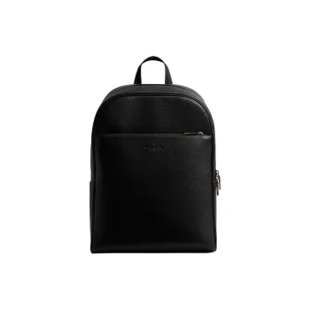 COACH Litchi Grain Leather Backpack Tubas Men's Black
