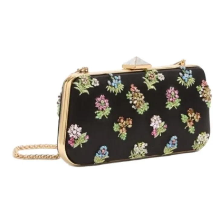 Valentino Satin Shoulder Bag Small Size Women's Black & Multicolor-1