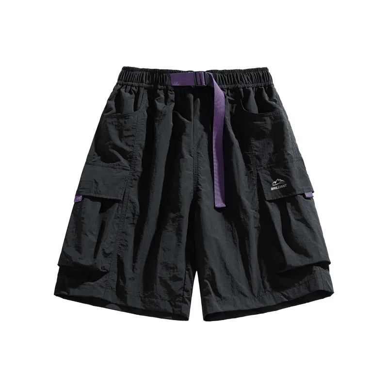 Warrior Huichao Riding The Wind Collection Cargo Shorts Unisex Apricot-11