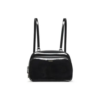 Teenmix Cow Leather With Synthetic Leather Backpack Regular Women's Black/White