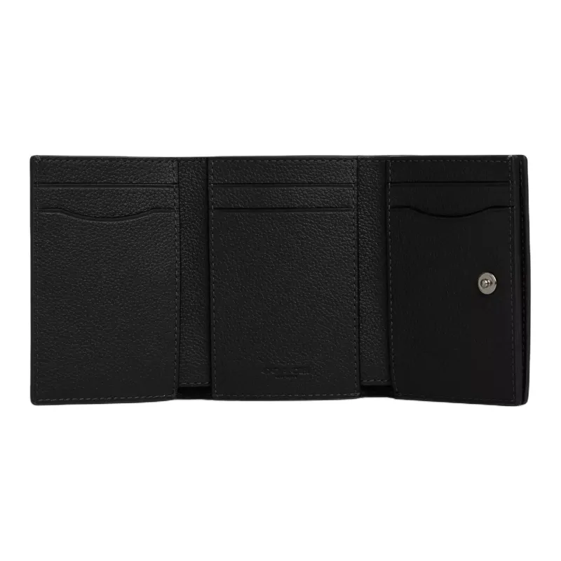 COACH Smooth Calf Leather Wallet Mini Men's Black-1