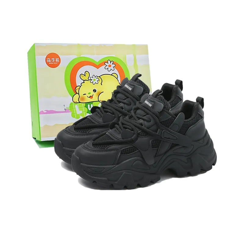 Budding Bear Height Increasing Wear-Resistant Lightweight Breathable Slip-Resistant Low-Top Chunky Sneakers Women's-35
