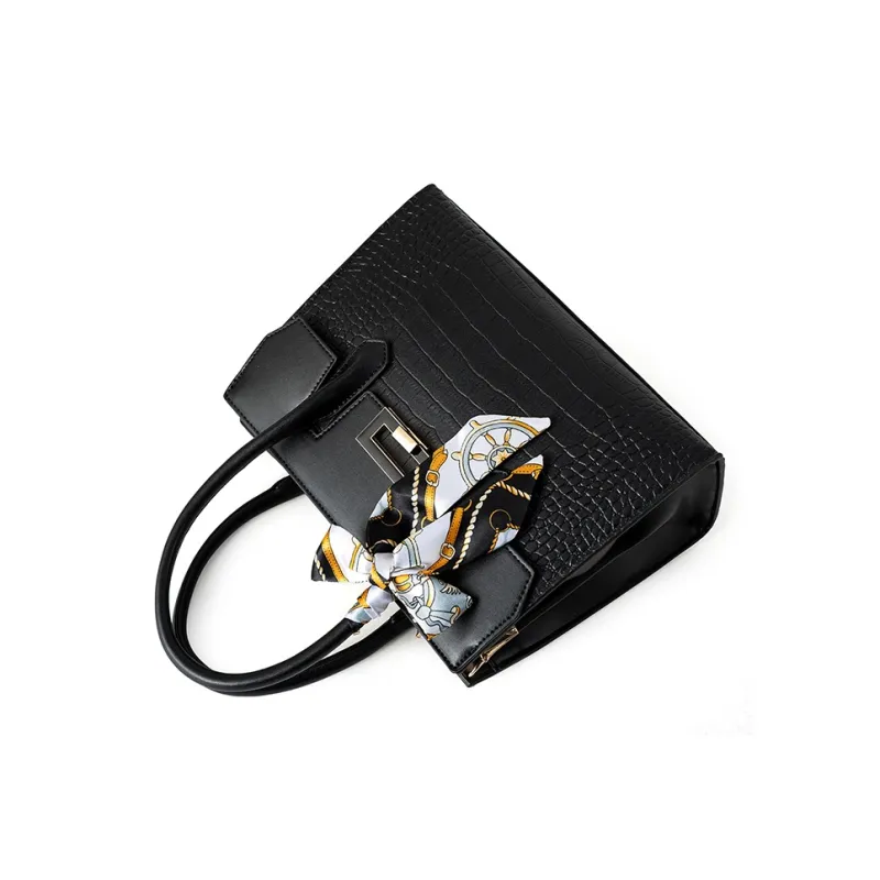 Vigno Synthetic Leather One Shoulder Crossbody Tote Bag Regular Women's Black-3