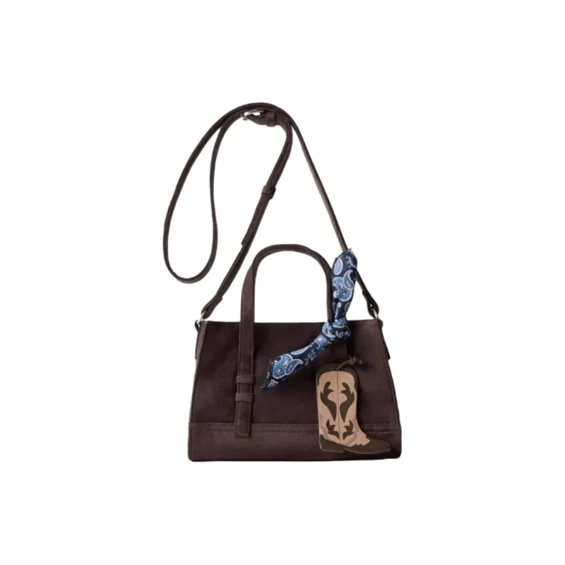 ZARA Polyester Shoulder Bag, Crossbody Bag, Handbag Mini Women's Brown-0