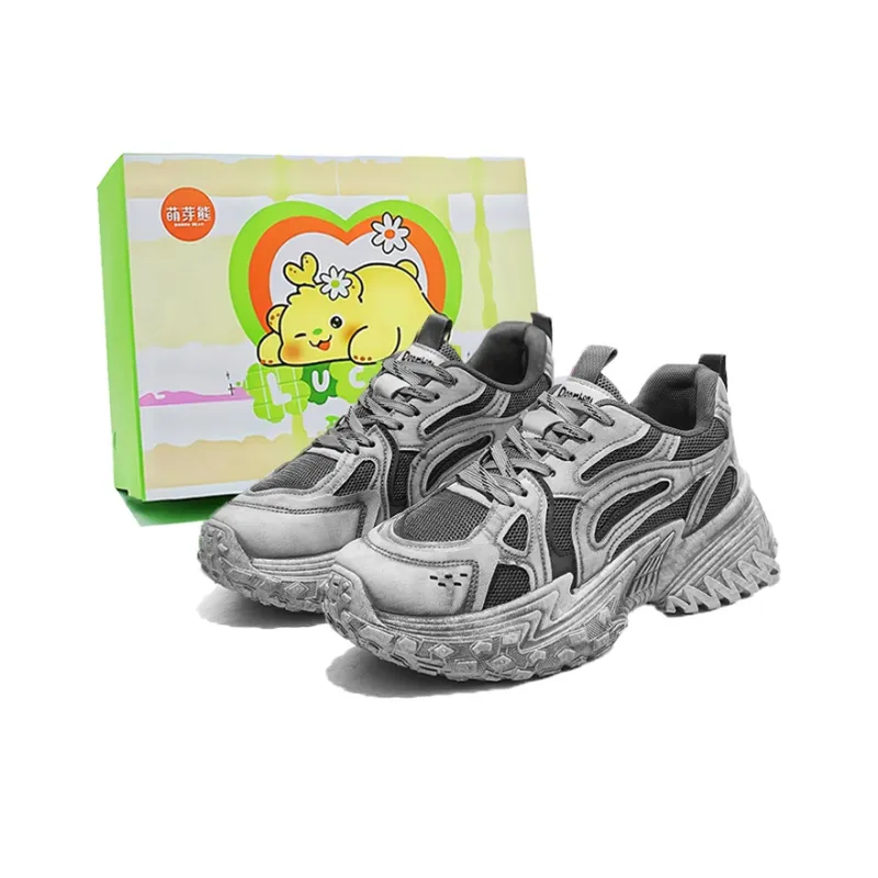 Budding Bear Anti-Slip Wear-Resistant Breathable Lightweight Height Increasing Low-Top Chunky Sneakers Unisex-7