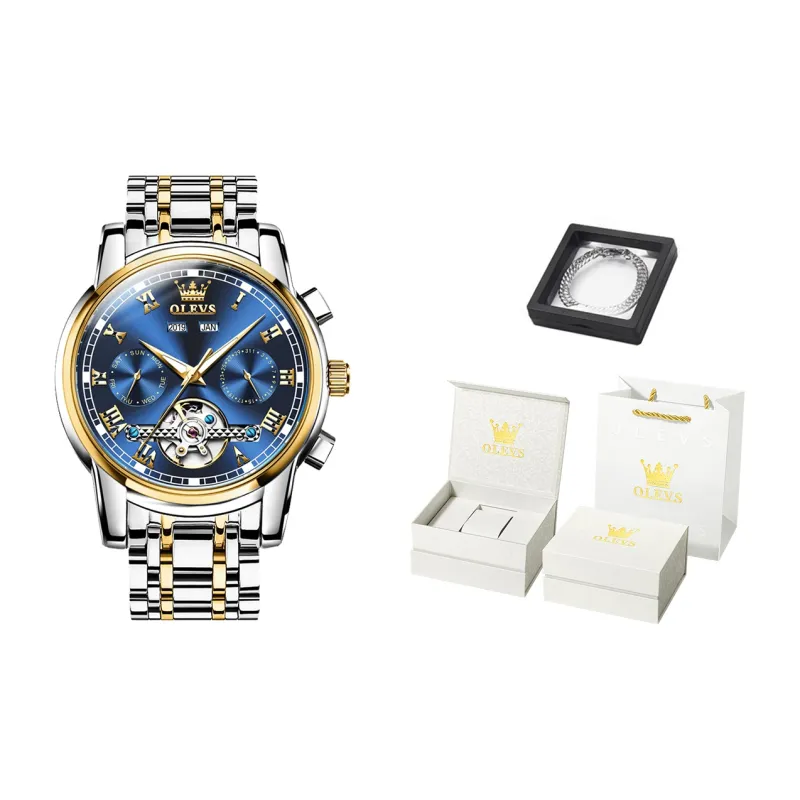 OLEVS Play The Cool Series Mechanical Movement Stainless Steel Watchband Watch Men's Watches Black Dial-13