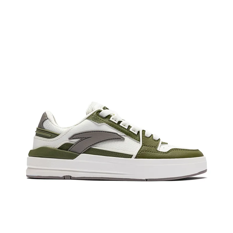 Anta Street Naughty Anti-Slip Wear-Resistant Low-Top Skateboard Shoes Women's White Green-1