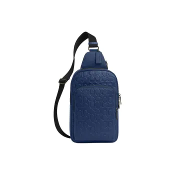 COACH ETHAN Smooth Calf Leather Sling Bag Small Size Men's Dark Blue