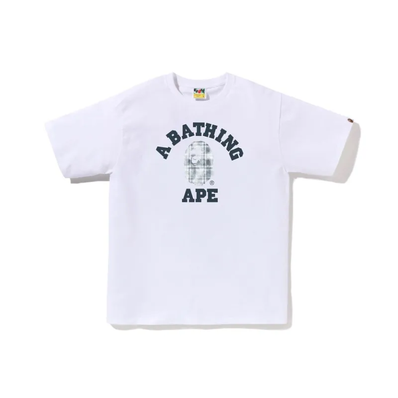 A BATHING APE ® Bleach Bape Check College T shirt-1