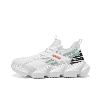 DEERWAY Anti Slip And Wear Resistant Height Increasing Low Top Chunky Sneakers Men's White