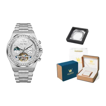 OLEVS Play The Cool Series Mechanical Movement Stainless Steel Watchband Watch Men's Watches Silver Dial