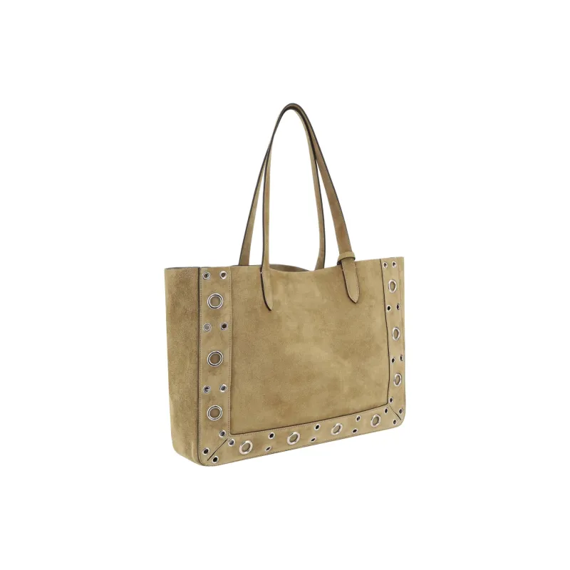 Valentino Suede Tote Bag, Shopping Bag, Shoulder Bag Women's Beige-2