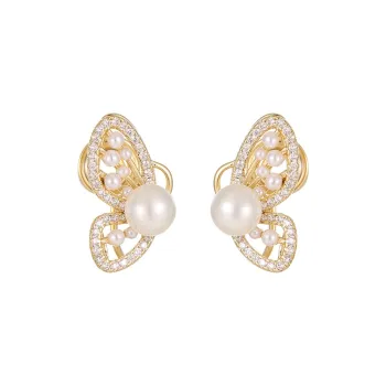 VIOLET Faux Pearl Clip On Earrings Women's
