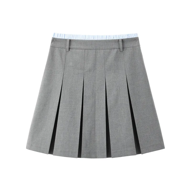 LEDIN Casual Short Skirts Women's Tin Gray In Stock-1