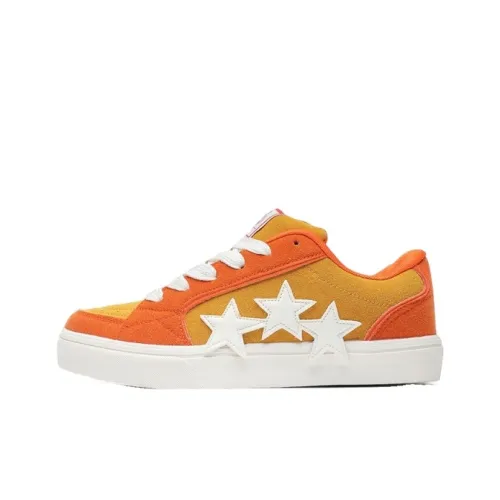 SUPEREDGE Slip Resistant Cushioning Abrasion Resistant Low Top Skateboard Shoes Unisex Orange Yellow White