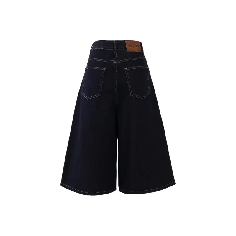 Wen Shan Denim Shorts Women's Dark Blue-1