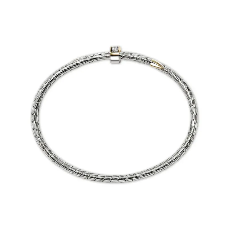 John Hardy Sterling Silver 18 Yellow Gold Spear Flex Diamond Cuff-2