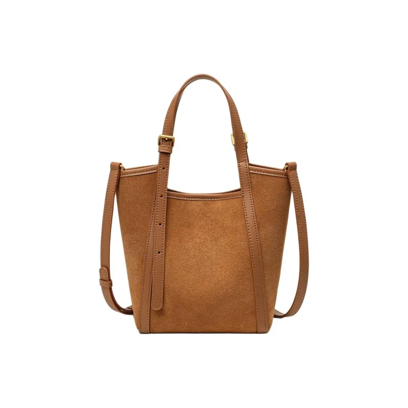 MILLIE'S Cow Leather Basket Bag, Bucket Bag, Shoulder Bag, Crossbody Bag, Handbag Regular Women's Coffee/Gold Brown-10
