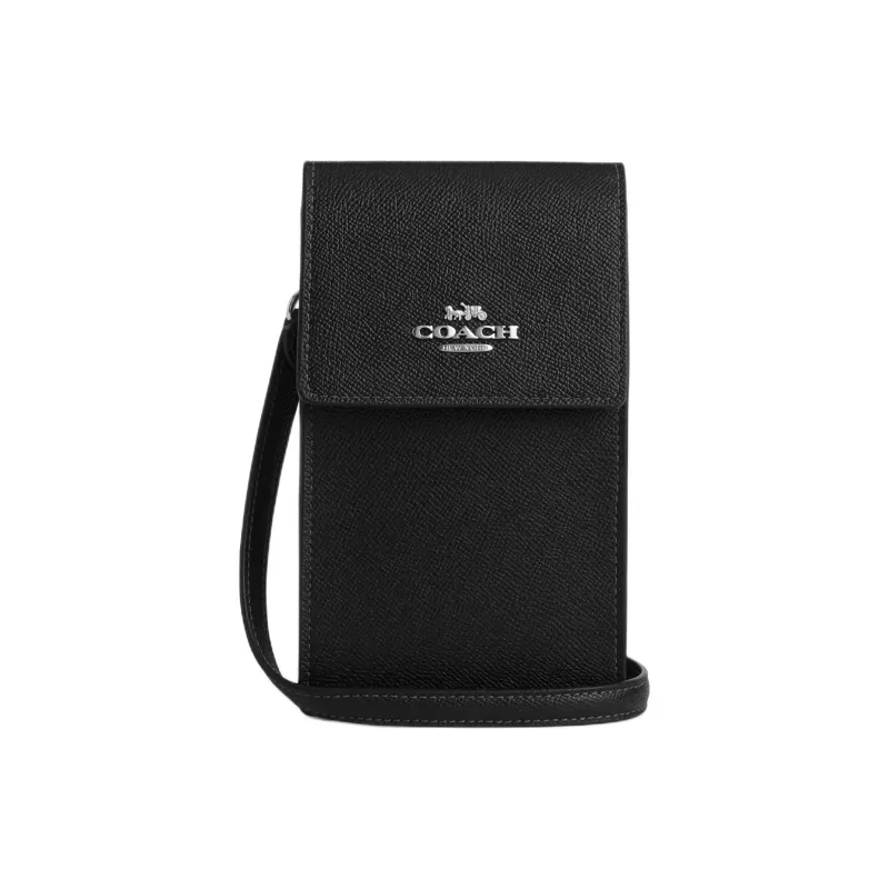 COACH Leather Cell Phone Pouch Mini Women's Black-0