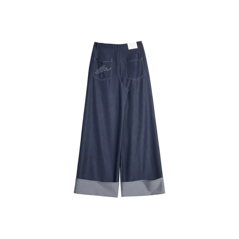 ELLE Casual Pants Women's Navy Blue-1