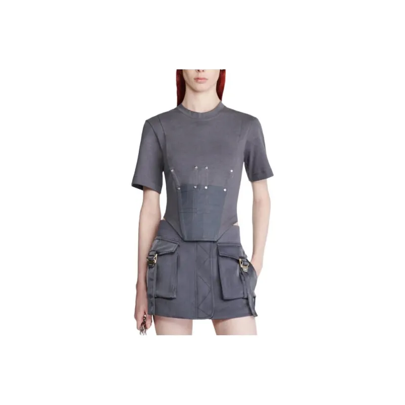 DION LEE SS24 WORKWEAR CORSET TEE T-Shirt Unisex Asphalt/Cyan-0