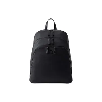 FION Mountain And Sea Journey Series Cow Leather Backpack Regular Men's Black