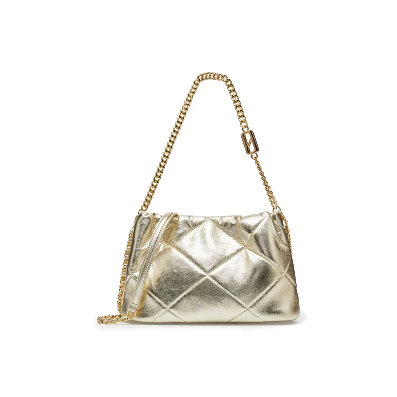 Staccato Sheepskin Shoulder Bag Medium Size Women's Metallic Silver/Elegant Gold-6