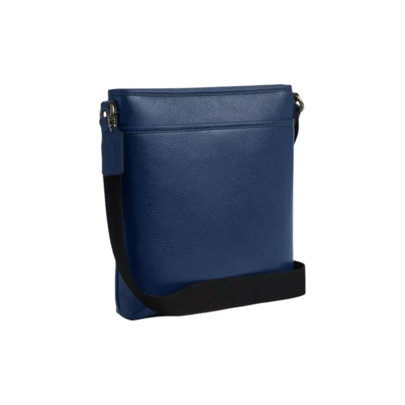 COACH Litchi Grain Leather With Smooth Calfskin Shoulder Bag, Crossbody Bag Medium Size Men's Dark Blue-1