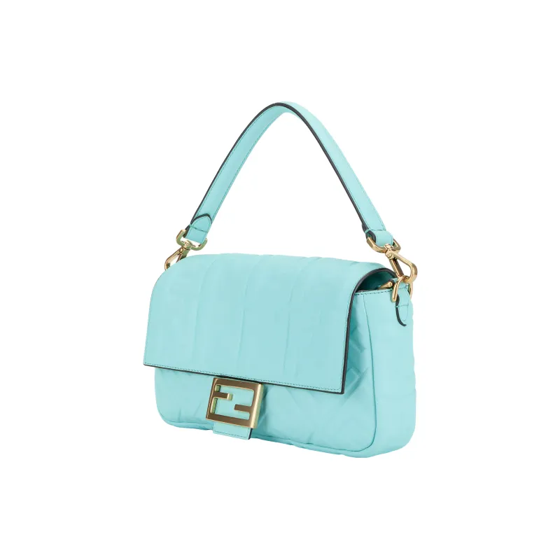 FENDI Baguette Sheepskin Portable Crossbody Bag, Shoulder Bag Medium Size Women's Turquoise-1
