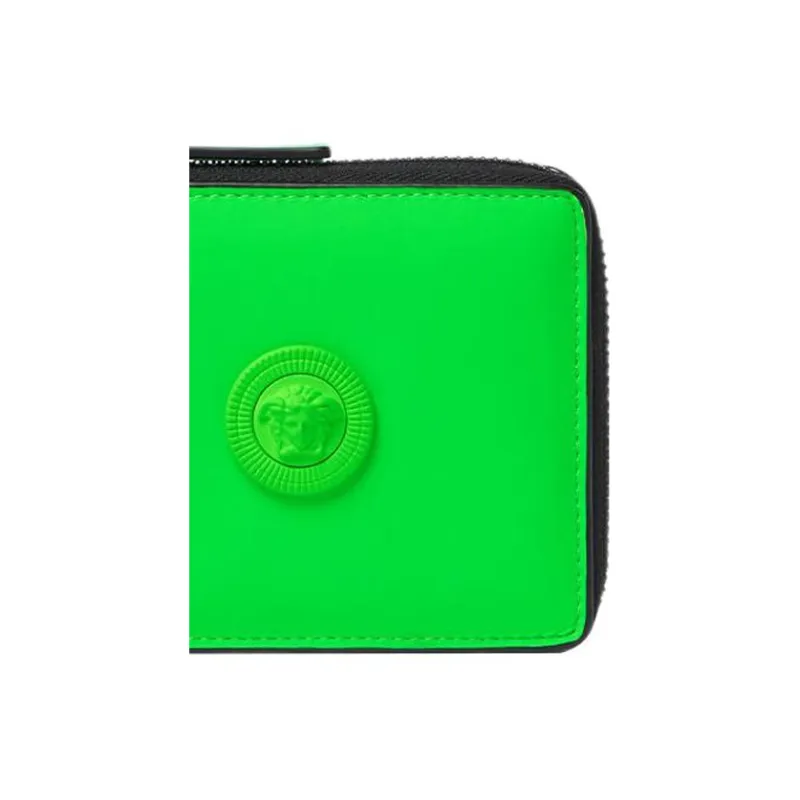 VERSACE Cow Leather Wallet Men's Green-3