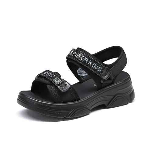 Spider King Beach Sandals Women's Black